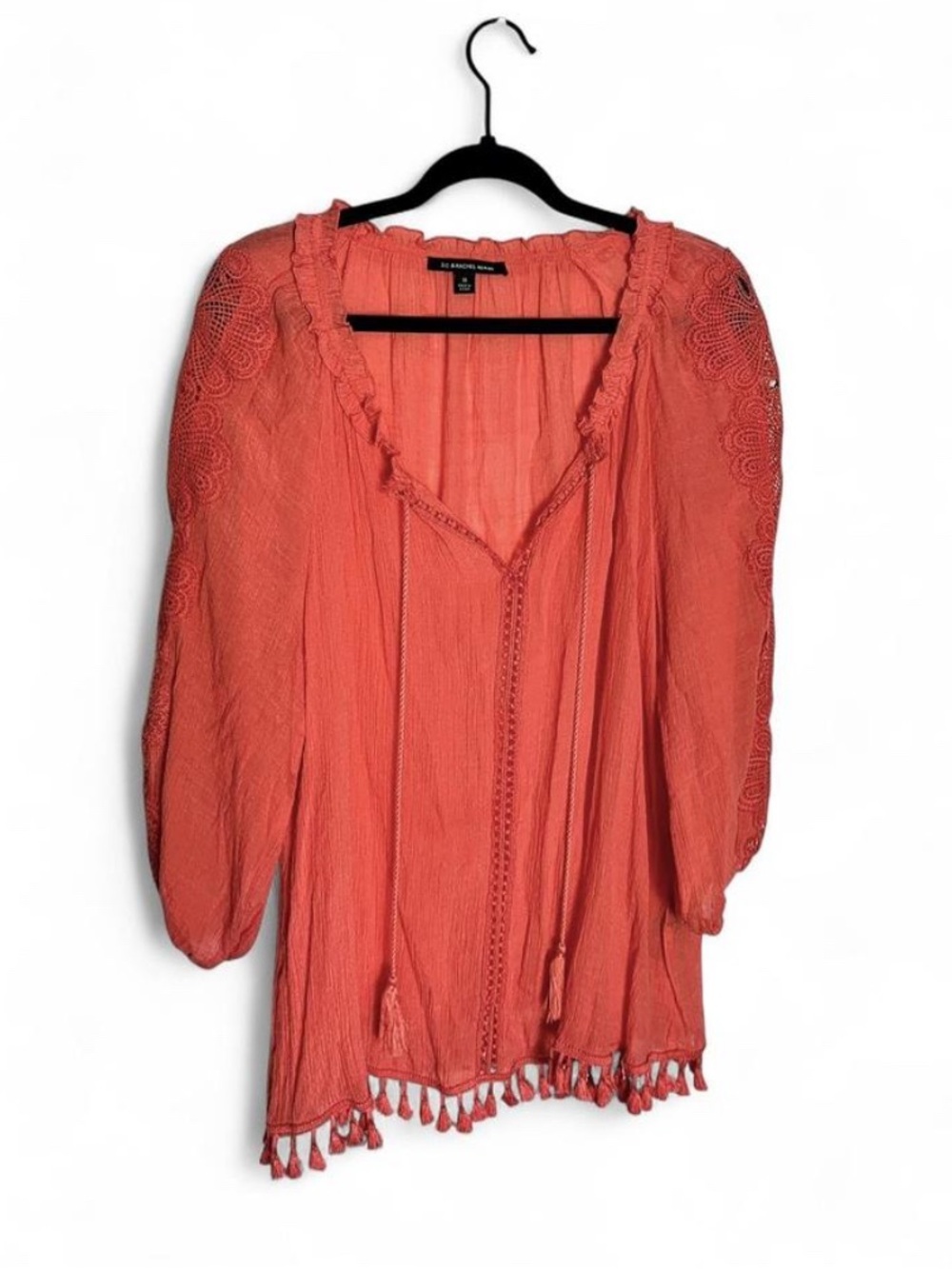 Zac & Rachel Coral Tassel Peasant Tunic 1X